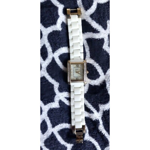 Anne Klein Women's Gold Tone White Gem Watch - Picture 2 of 4
